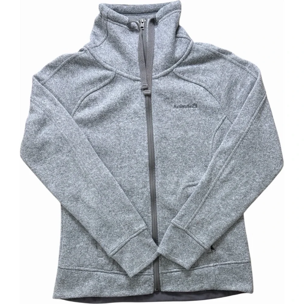 Avalanche Womens Thermal Knit Full Zip Fleece Lined Jacket Heather Gray Size M